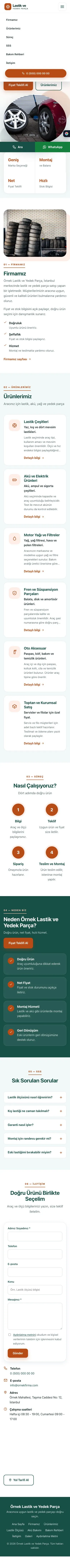 Tek Sayfa Petrol Turuncu – Lastik ve Yedek Parça Web Sitesi mobil görünümü