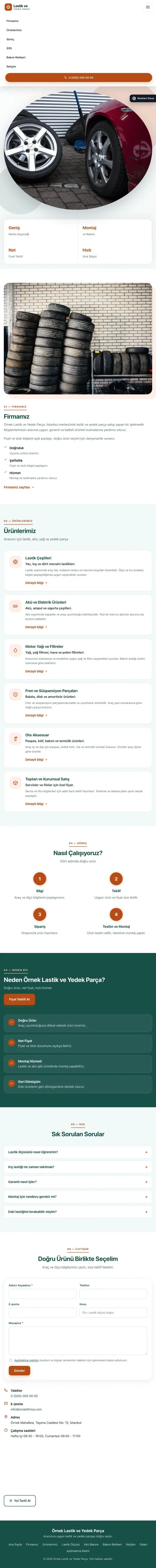 Tek Sayfa Petrol Turuncu – Lastik ve Yedek Parça Web Sitesi tablet görünümü