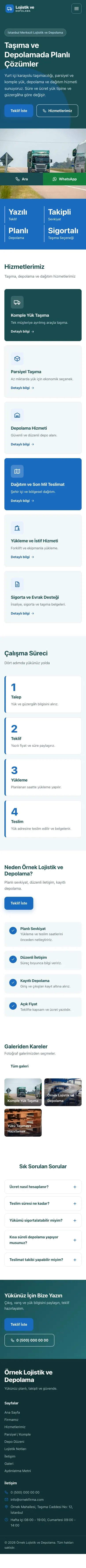 Blok Petrol Mavi – Lojistik ve Depo Web Sitesi mobil görünümü