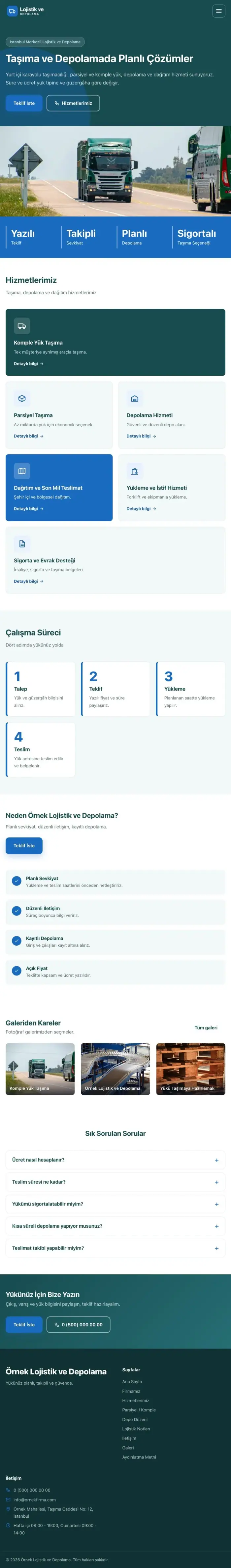 Blok Petrol Mavi – Lojistik ve Depo Web Sitesi tablet görünümü
