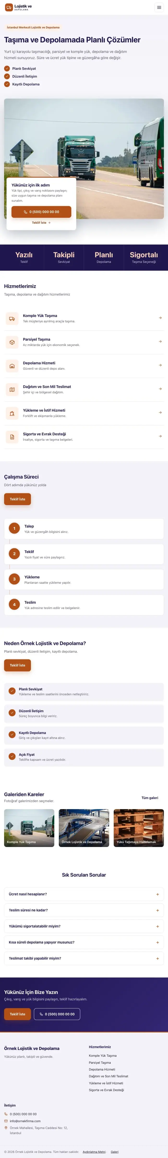 Bölünmüş Lacivert Turuncu – Lojistik ve Depo Web Sitesi tablet görünümü