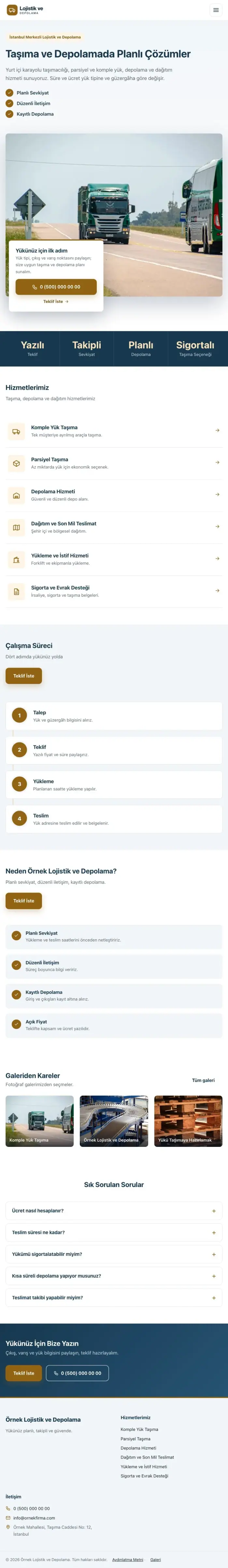Bölünmüş Mavi Turuncu – Lojistik ve Depo Web Sitesi tablet görünümü