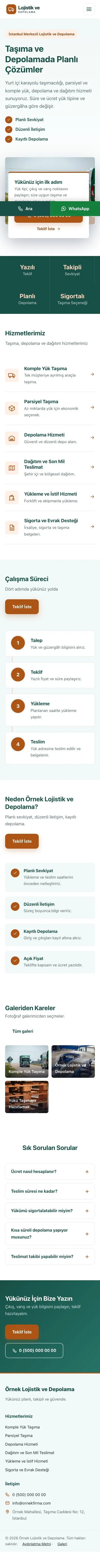 Bölünmüş Petrol Turuncu – Lojistik ve Depo Web Sitesi mobil görünümü
