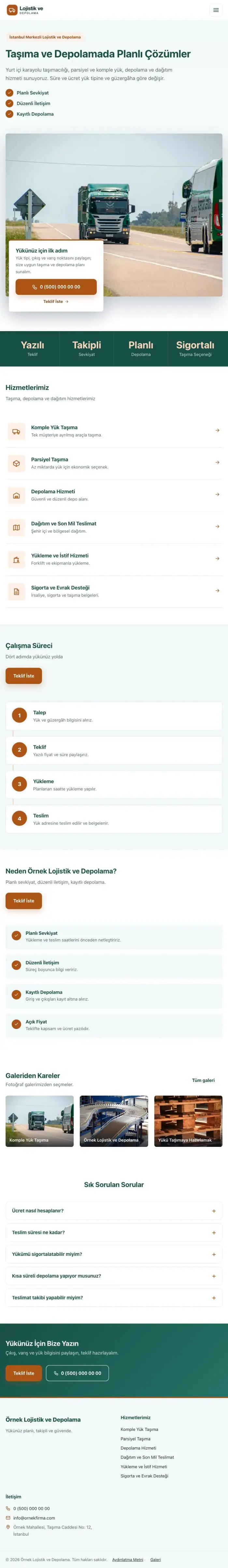 Bölünmüş Petrol Turuncu – Lojistik ve Depo Web Sitesi tablet görünümü