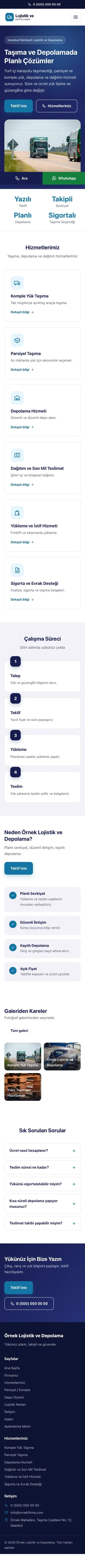 Klasik Lacivert Mavi – Lojistik ve Depo Web Sitesi mobil görünümü