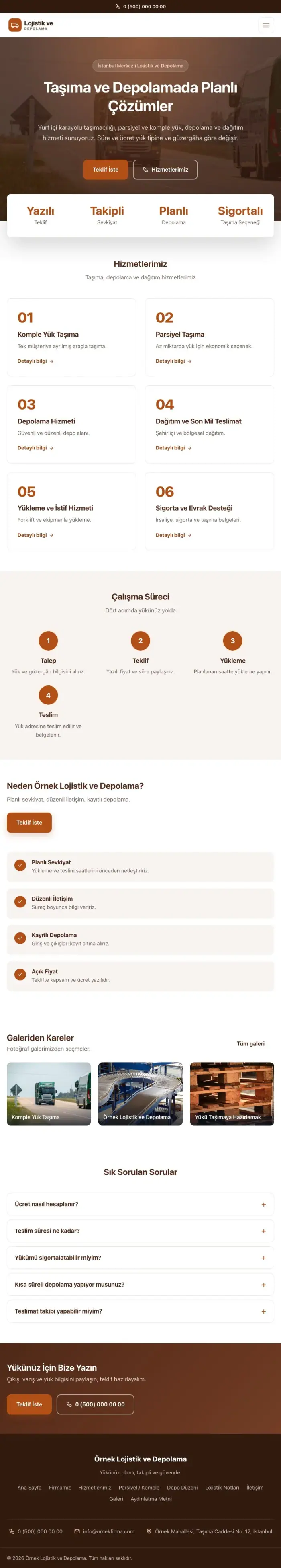 Merkez Kahve Turuncu – Lojistik ve Depo Web Sitesi tablet görünümü