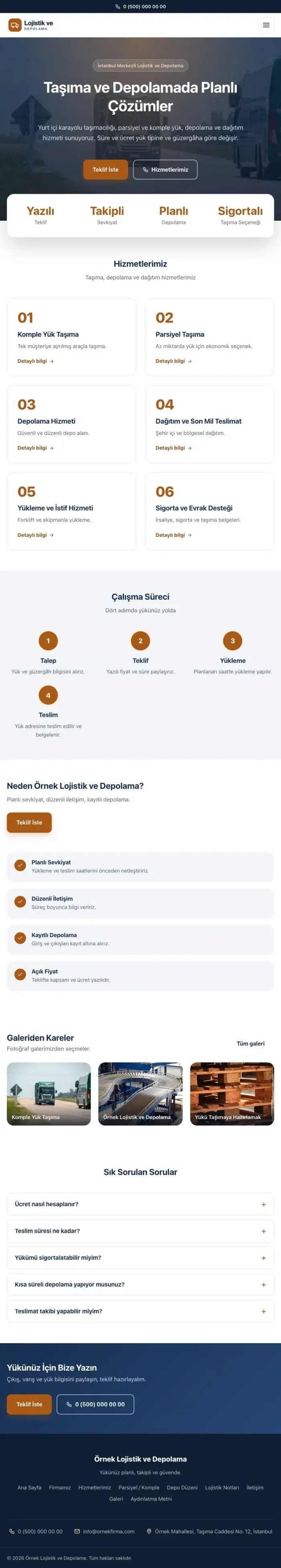 Merkez Mavi Turuncu – Lojistik ve Depo Web Sitesi tablet görünümü