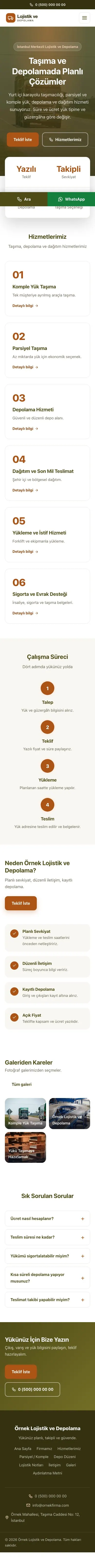 Merkez Zeytin Turuncu – Lojistik ve Depo Web Sitesi mobil görünümü
