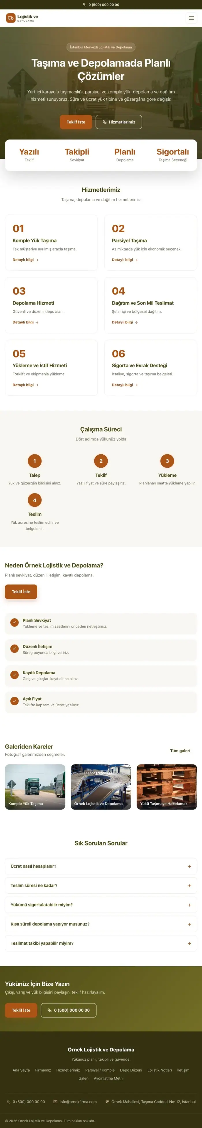 Merkez Zeytin Turuncu – Lojistik ve Depo Web Sitesi tablet görünümü