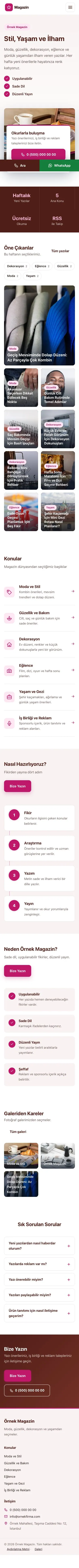 Bölünmüş Bordo Pembe – Magazin Sitesi Web Sitesi mobil görünümü