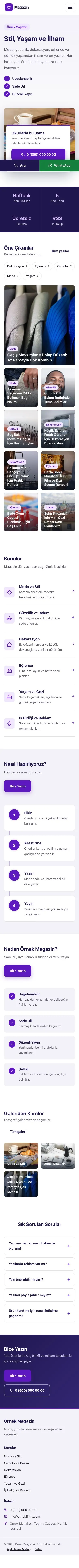 Bölünmüş Lacivert Mor – Magazin Sitesi Web Sitesi mobil görünümü