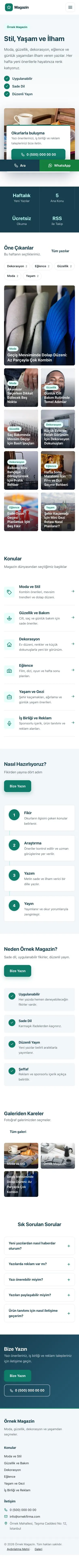 Bölünmüş Mavi Turkuaz – Magazin Sitesi Web Sitesi mobil görünümü