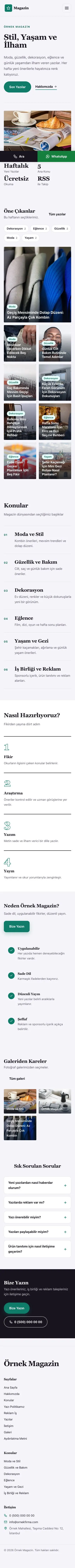 Dergi Editoryal Mor Turkuaz – Magazin Sitesi Web Sitesi mobil görünümü