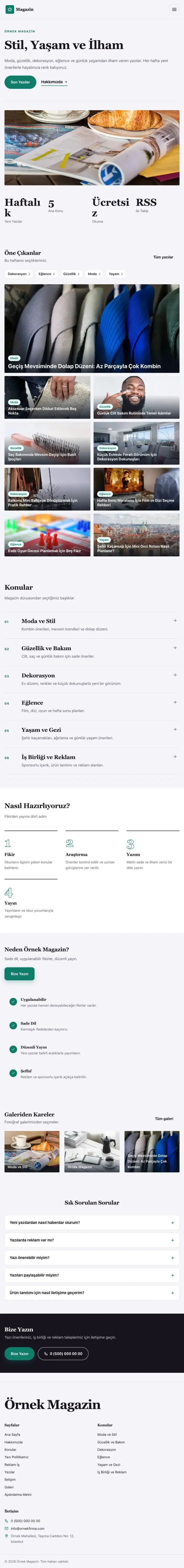 Dergi Editoryal Mor Turkuaz – Magazin Sitesi Web Sitesi tablet görünümü