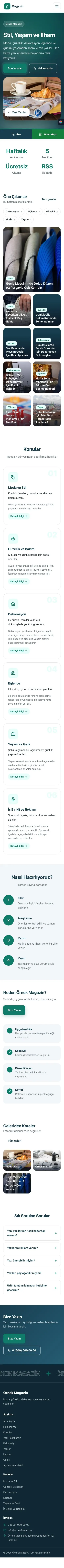 Hareketli Mavi Turkuaz – Magazin Sitesi Web Sitesi mobil görünümü
