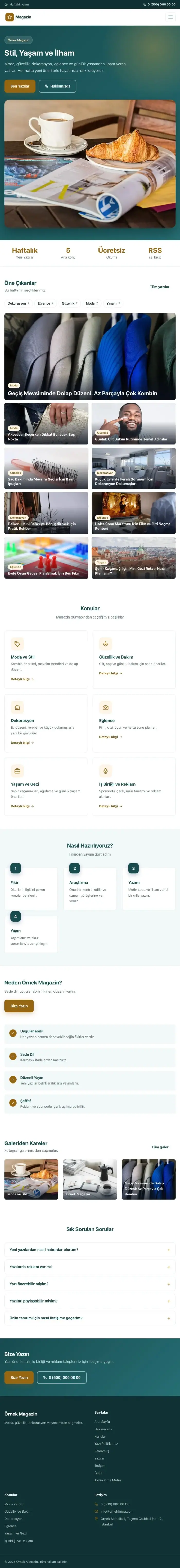 Klasik Petrol Turuncu – Magazin Sitesi Web Sitesi tablet görünümü