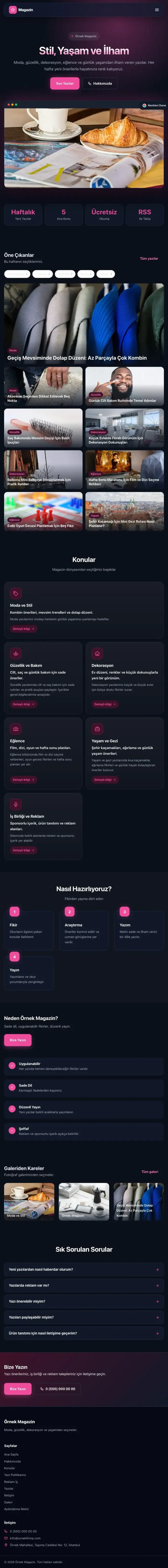 Koyu Modern Mavi Pembe – Magazin Sitesi Web Sitesi tablet görünümü