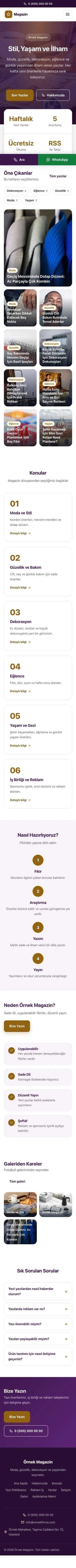 Merkez Mor Turuncu – Magazin Sitesi Web Sitesi mobil görünümü