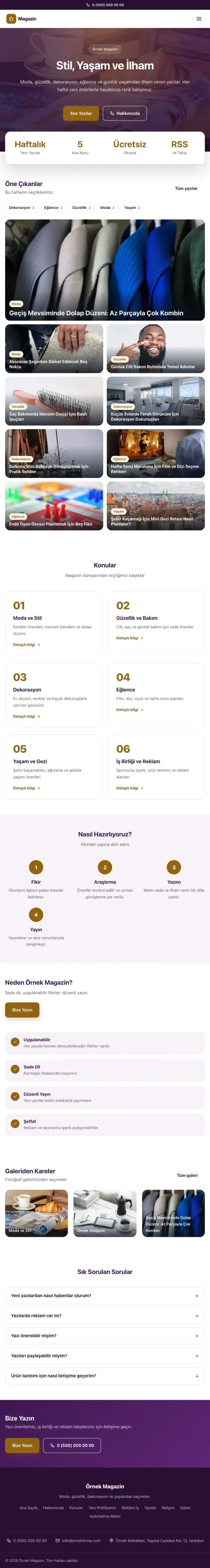 Merkez Mor Turuncu – Magazin Sitesi Web Sitesi tablet görünümü