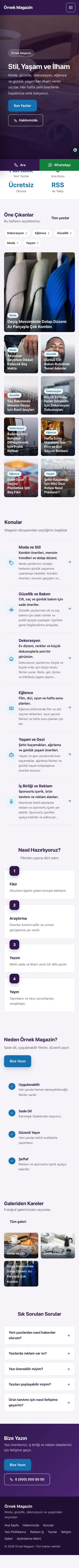 Sol Menü Mor Mavi – Magazin Sitesi Web Sitesi mobil görünümü