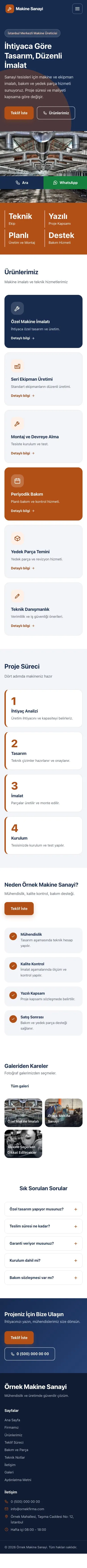 Blok Mavi Turuncu – Makine Web Sitesi mobil görünümü