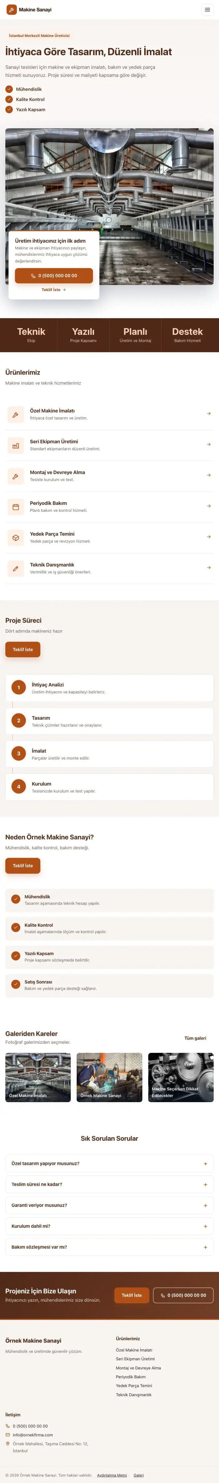 Bölünmüş Kahve Turuncu – Makine Web Sitesi tablet görünümü