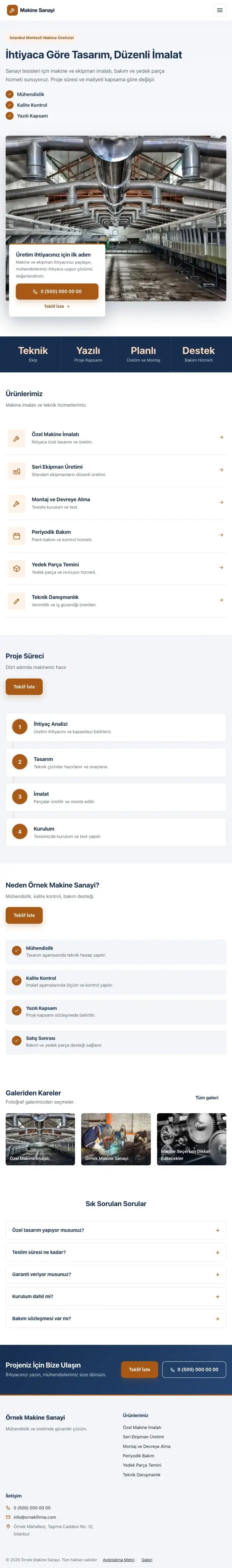 Bölünmüş Mavi Turuncu – Makine Web Sitesi tablet görünümü