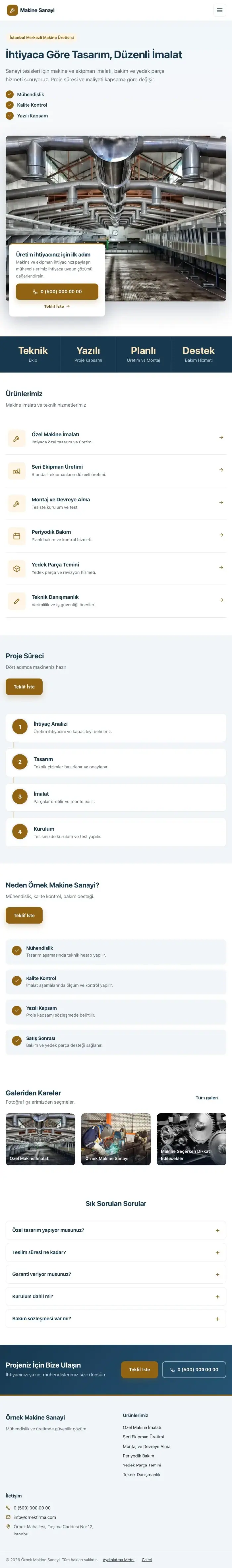 Bölünmüş Mavi Turuncu II – Makine Web Sitesi tablet görünümü