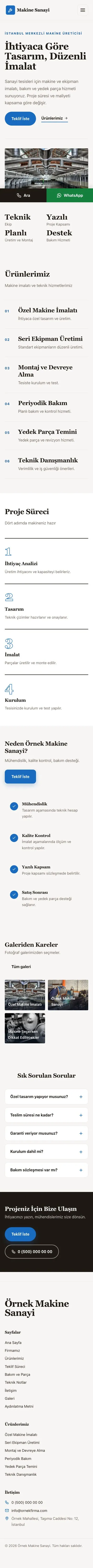 Editoryal Kahve Mavi – Makine Web Sitesi mobil görünümü