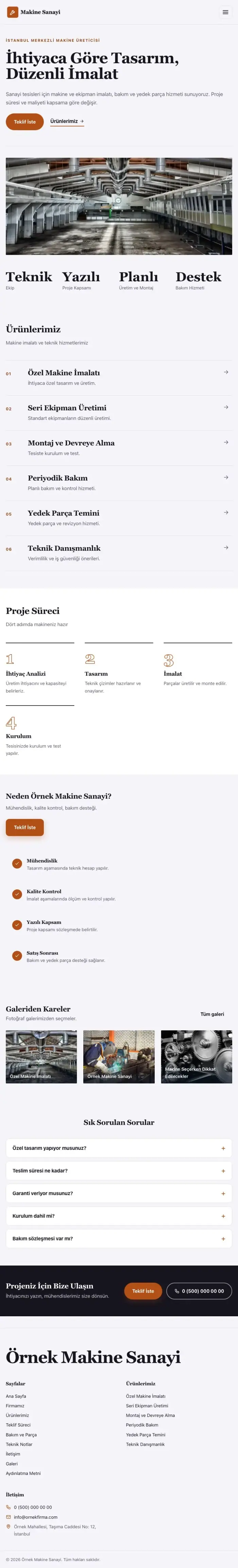Editoryal Lacivert Turuncu – Makine Web Sitesi tablet görünümü