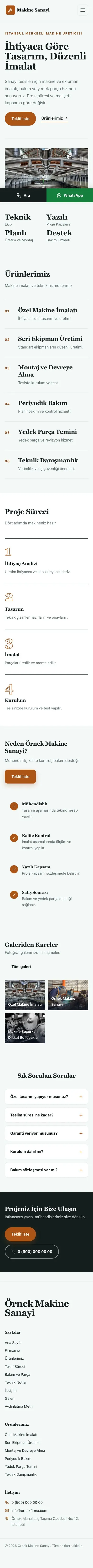Editoryal Petrol Turuncu – Makine Web Sitesi mobil görünümü