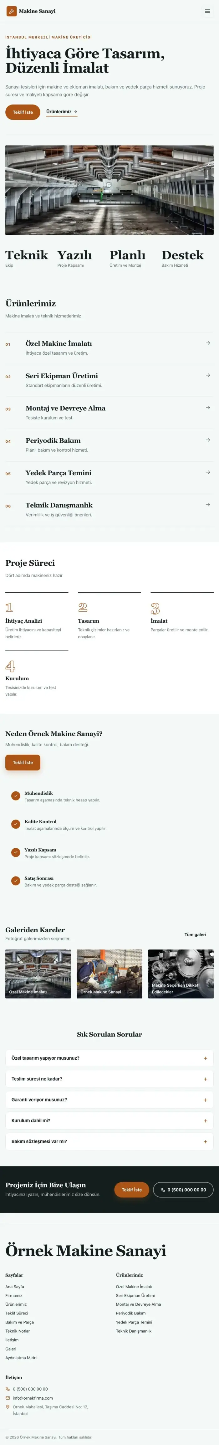 Editoryal Petrol Turuncu – Makine Web Sitesi tablet görünümü