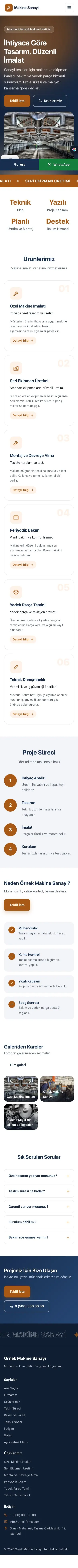 Hareketli Mavi Turuncu – Makine Web Sitesi mobil görünümü