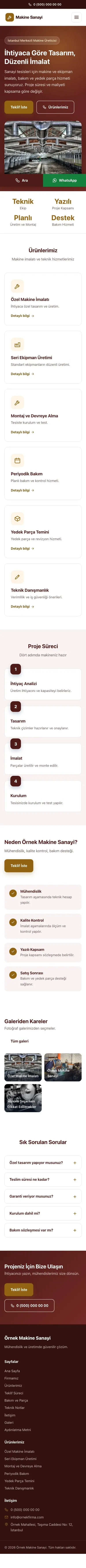 Klasik Bordo Turuncu – Makine Web Sitesi mobil görünümü