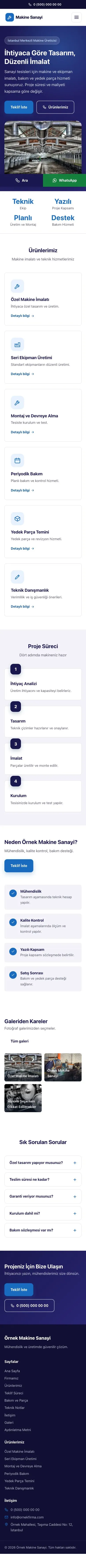 Klasik Lacivert Mavi – Makine Web Sitesi mobil görünümü