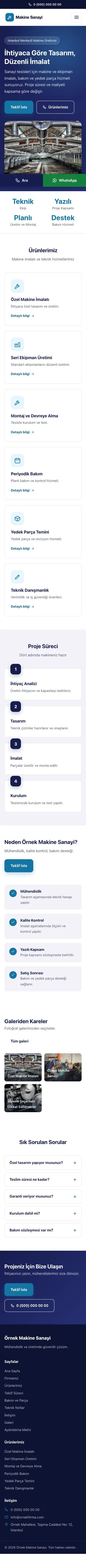 Klasik Lacivert Mavi II – Makine Web Sitesi mobil görünümü