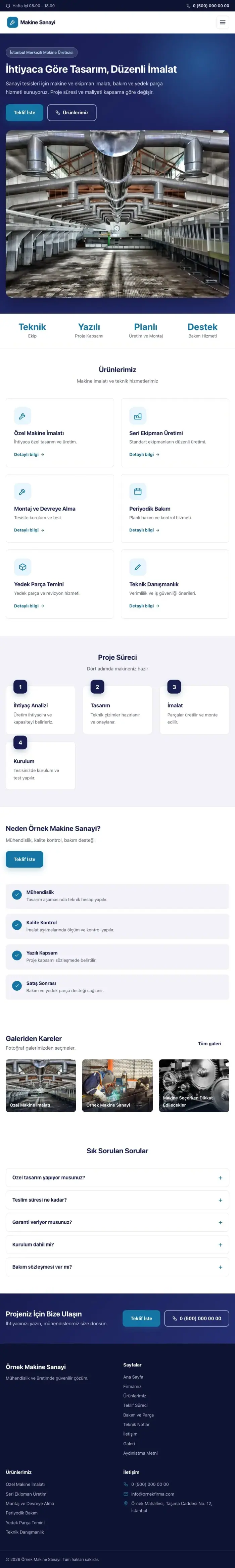 Klasik Lacivert Mavi II – Makine Web Sitesi tablet görünümü