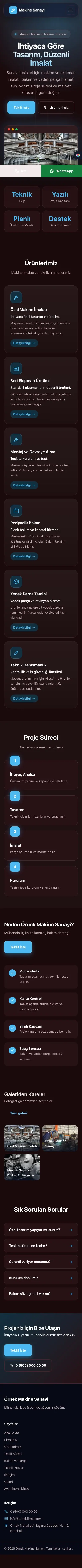 Koyu Modern Bordo Mavi – Makine Web Sitesi mobil görünümü