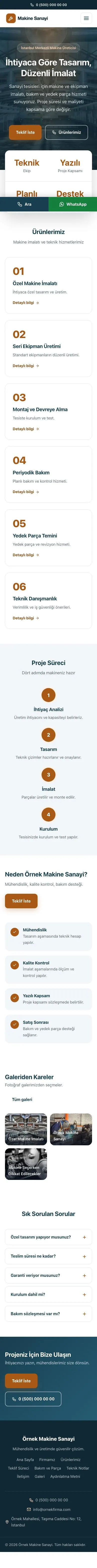 Merkez Mavi Turuncu – Makine Web Sitesi mobil görünümü