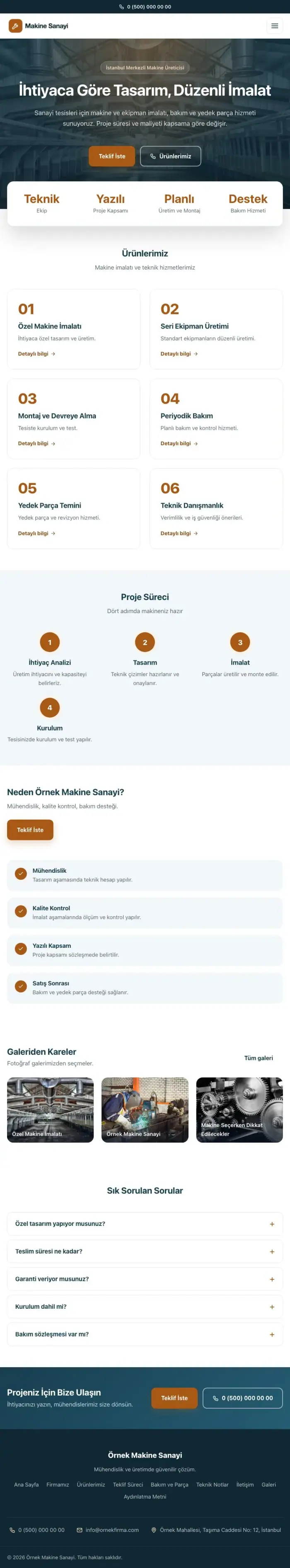 Merkez Mavi Turuncu – Makine Web Sitesi tablet görünümü