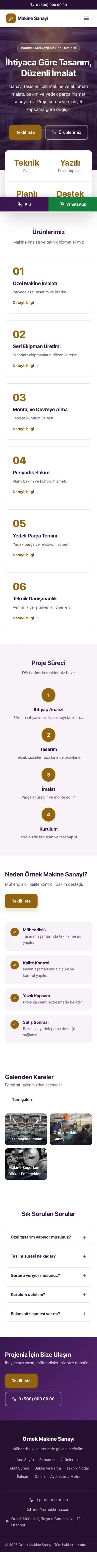 Merkez Mor Turuncu – Makine Web Sitesi mobil görünümü