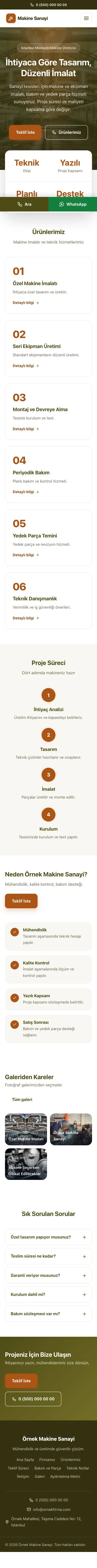 Merkez Zeytin Turuncu – Makine Web Sitesi mobil görünümü