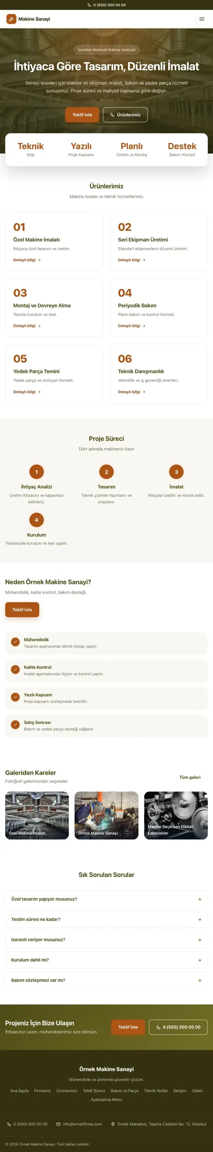 Merkez Zeytin Turuncu – Makine Web Sitesi tablet görünümü