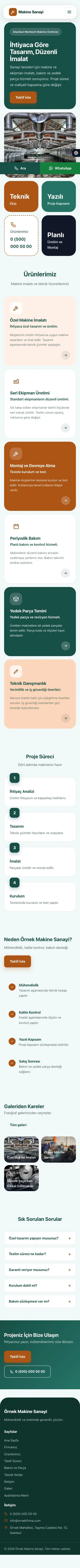 Mozaik Petrol Turuncu – Makine Web Sitesi mobil görünümü