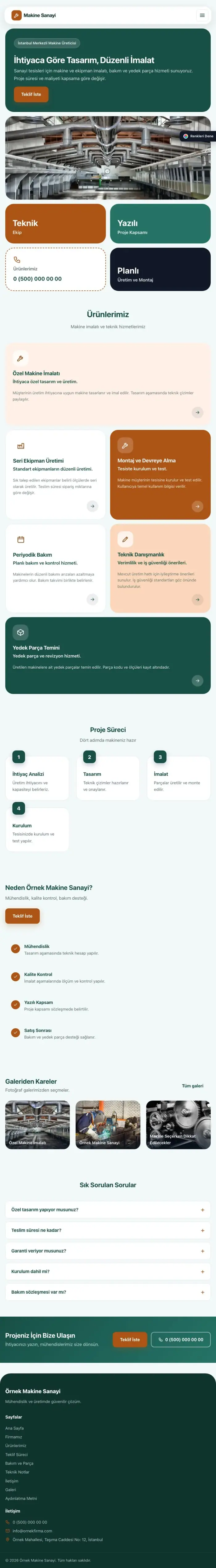 Mozaik Petrol Turuncu – Makine Web Sitesi tablet görünümü