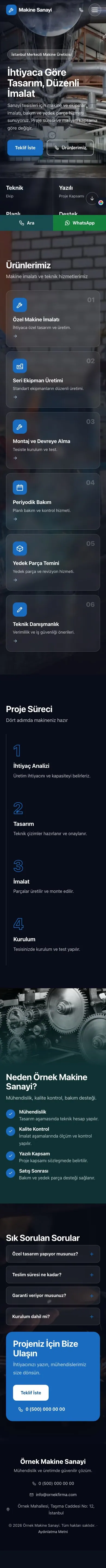 Tam Ekran Petrol Mavi – Makine Web Sitesi mobil görünümü