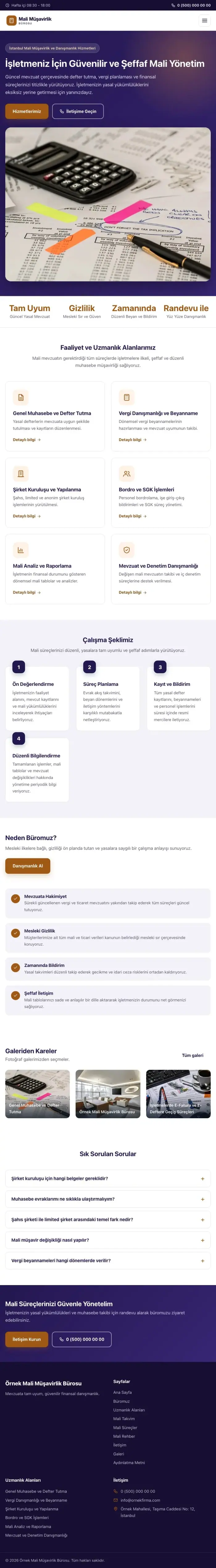 Klasik Lacivert Turuncu – Mali Müşavir Web Sitesi tablet görünümü