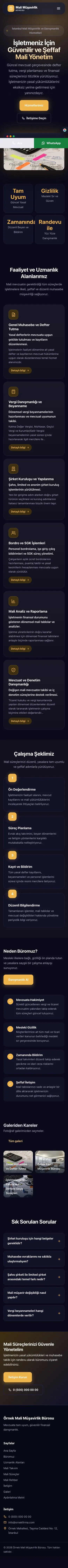 Koyu Modern Lacivert Turuncu – Mali Müşavir Web Sitesi mobil görünümü