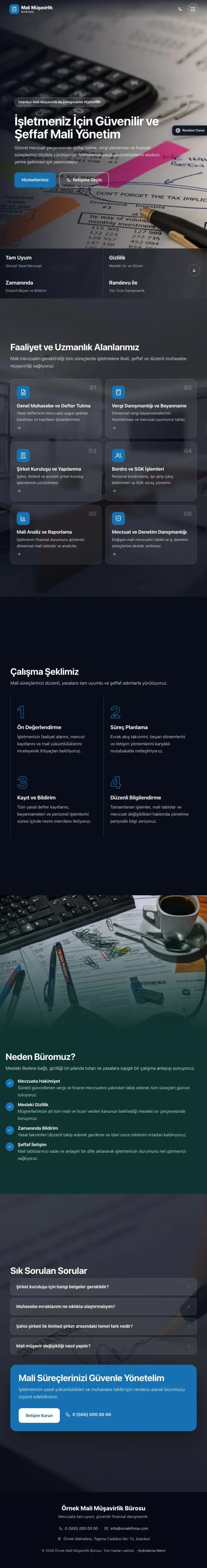Tam Ekran Petrol Mavi – Mali Müşavir Web Sitesi tablet görünümü