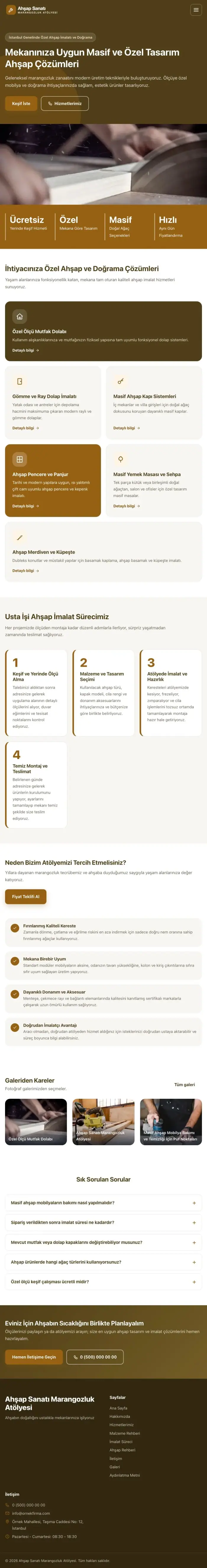 Blok Kahve Turuncu – Marangoz ve Doğrama Web Sitesi tablet görünümü